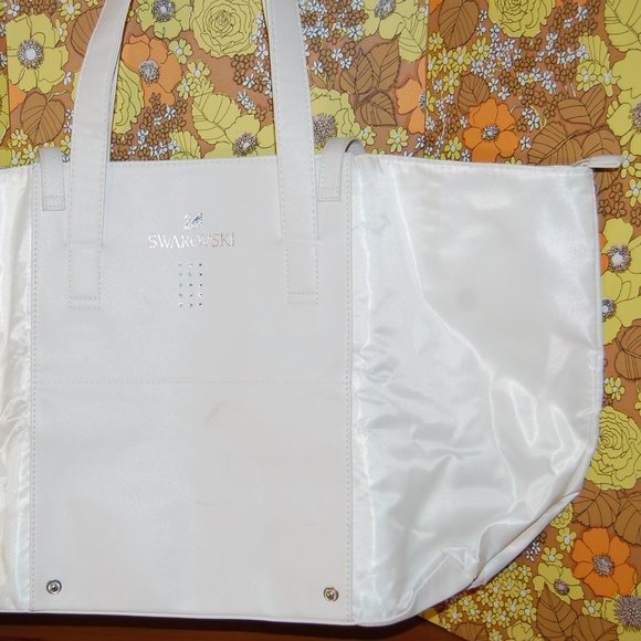 SWAROVSKI big foldable White TOTE Shoulder BAG - Picture 1 of 10